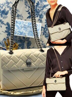 🆕 KURT GEIGER LONDON 🧿 NWOT Leather Kensington Shoulder Bag, Large - Ivory